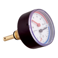 Термоманометр осевой TM 6 bar 20°С - 120°С 80 мм с отсечым клапаном 1/2"НР Afriso